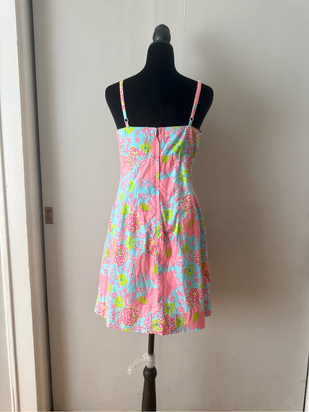 Floral Elephant Spaghetti-Strap Sundress in Pink & Blue - Picture 2 of 6